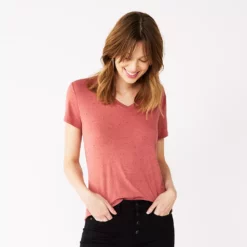 Women's Nine West Essential V-Neck Tee 39 Women's Nine West Essential V-Neck Tee -Hot Sale Adult Shop 4841148 Mauve Jewel Nep