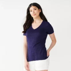 Women's Nine West Essential V-Neck Tee 52 Women's Nine West Essential V-Neck Tee -Hot Sale Adult Shop 4841148 Navy Bliss Heather