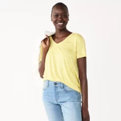 Women's Nine West Essential V-Neck Tee 47 Women's Nine West Essential V-Neck Tee -Hot Sale Adult Shop 4841148 Yellow Cobble Dot
