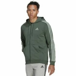 Men's adidas Essential Full-Zip Fleece Hoodie -Hot Sale Adult Shop 4883022 Green Oxide