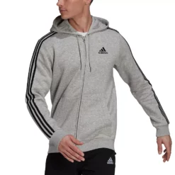 Men's adidas Essential Full-Zip Fleece Hoodie -Hot Sale Adult Shop 4883022 Medium Gray Black
