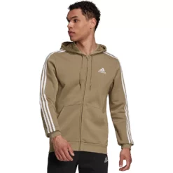 Men's adidas Essential Full-Zip Fleece Hoodie -Hot Sale Adult Shop 4883022 Orbit Green White