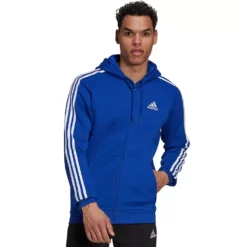 Men's adidas Essential Full-Zip Fleece Hoodie -Hot Sale Adult Shop 4883022 Team Royal White