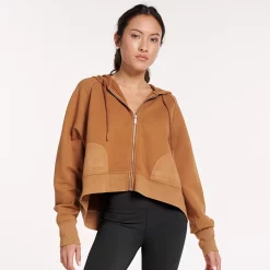 Women's FLX Embrace Fleece Boxy Zip-Up Hoodie -Hot Sale Adult Shop 4891635 Cargo Brown