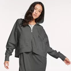 Women's FLX Embrace Fleece Boxy Zip-Up Hoodie -Hot Sale Adult Shop 4891635 Chaz Gray