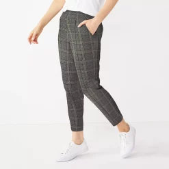 Women's Nine West Relaxed Crop Pull-On Pants 15 Women's Nine West Relaxed Crop Pull-On Pants -Hot Sale Adult Shop 4911770 Charcoal Tan Plaid