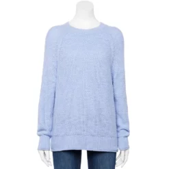 Women's Sonoma Goods For Life® All Over Stitch Crewneck Sweater -Hot Sale Adult Shop 4923526 Light Blue