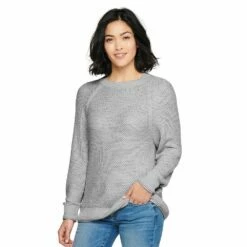 Women's Sonoma Goods For Life® All Over Stitch Crewneck Sweater -Hot Sale Adult Shop 4923526 Light Gray