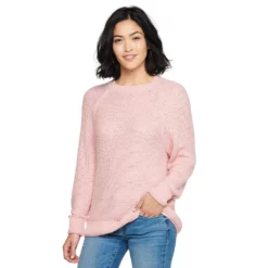 Women's Sonoma Goods For Life® All Over Stitch Crewneck Sweater -Hot Sale Adult Shop 4923526 Light Pink