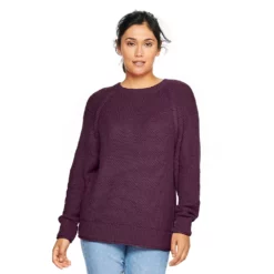 Women's Sonoma Goods For Life® All Over Stitch Crewneck Sweater -Hot Sale Adult Shop 4923526 Purple