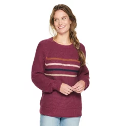 Women's Sonoma Goods For Life® All Over Stitch Crewneck Sweater -Hot Sale Adult Shop 4923526 Purple Stripe