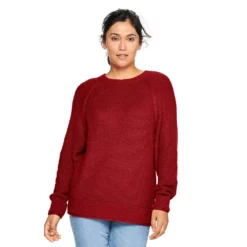 Women's Sonoma Goods For Life® All Over Stitch Crewneck Sweater -Hot Sale Adult Shop 4923526 Red