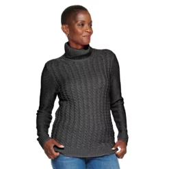 Women's Croft & Barrow® Extra Soft Cable-Knit Turtleneck Sweater -Hot Sale Adult Shop 4924265 Black