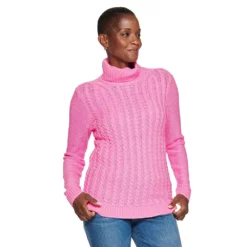 Women's Croft & Barrow® Extra Soft Cable-Knit Turtleneck Sweater -Hot Sale Adult Shop 4924265 Pink