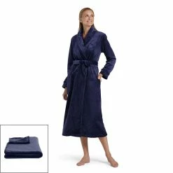 Plus Size Miss Elaine Essentials Fleece Long Wrap Robe with Matching Blanket -Hot Sale Adult Shop 4924688 Blue