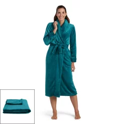 Plus Size Miss Elaine Essentials Fleece Long Wrap Robe with Matching Blanket