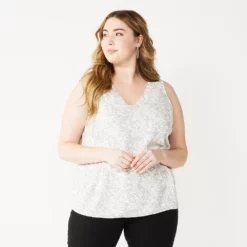 Plus Size Nine West Essential V-Neck Tank -Hot Sale Adult Shop 4952917 Gray Cheetah