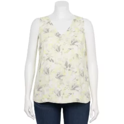 Plus Size Nine West Essential V-Neck Tank -Hot Sale Adult Shop 4952917 Yellow Floral
