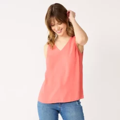 Petite Nine West V-Neck Tank -Hot Sale Adult Shop 4957403 Cruz Coral
