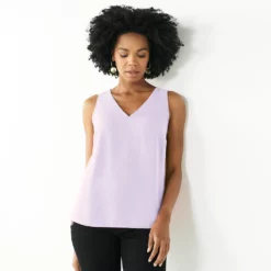 Petite Nine West V-Neck Tank -Hot Sale Adult Shop 4957403 Enlighten Purple