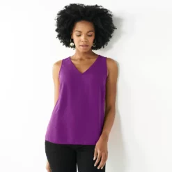 Petite Nine West V-Neck Tank -Hot Sale Adult Shop 4957403 Pansy Plum