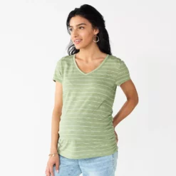 Maternity Sonoma Goods For Life® Essential V-Neck Tee -Hot Sale Adult Shop 4980526 Green Stripe