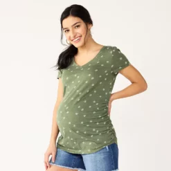 Maternity Sonoma Goods For Life® Essential V-Neck Tee -Hot Sale Adult Shop 4980526 Olive Daisy