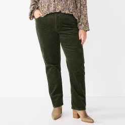 Plus Size Sonoma Goods For Life® Premium Elastic-Waist Midrise Straight-Leg Jeans -Hot Sale Adult Shop 4988856 Army Bottle