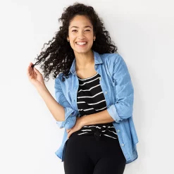 Women's Sonoma Goods For Life® Essential Everyday Button-Down Shirt 34 Women's Sonoma Goods For Life® Essential Everyday Button-Down Shirt -Hot Sale Adult Shop 4991213 Denim