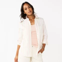 Women's Sonoma Goods For Life® Essential Everyday Button-Down Shirt 29 Women's Sonoma Goods For Life® Essential Everyday Button-Down Shirt -Hot Sale Adult Shop 4991213 White Multi Stripe