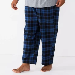 Big & Tall Sonoma Goods For Life® Crewneck Tee & Flannel Pants Sleep Set -Hot Sale Adult Shop 5004620 Blue Denim Black