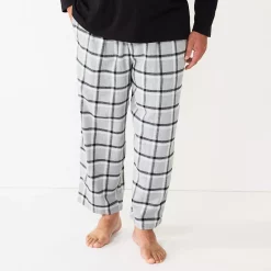 Big & Tall Sonoma Goods For Life® Crewneck Tee & Flannel Pants Sleep Set -Hot Sale Adult Shop 5004620 Gray Plaid