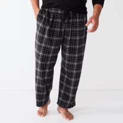Big & Tall Sonoma Goods For Life® Microfleece Sleep Pants -Hot Sale Adult Shop 5010901 Black Grey Plaid
