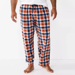 Big & Tall Sonoma Goods For Life® Microfleece Sleep Pants -Hot Sale Adult Shop 5010901 Brown Blue Plaid