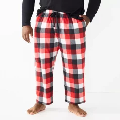 Big & Tall Sonoma Goods For Life® Microfleece Sleep Pants -Hot Sale Adult Shop 5010901 Red Multi Check