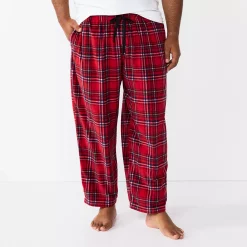 Big & Tall Sonoma Goods For Life® Microfleece Sleep Pants -Hot Sale Adult Shop 5010901 Red Plaid