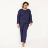 Plus Size Croft & Barrow® Textured Knit Henley Long Sleeve Pajama Top & Pajama Pants Sleep Set