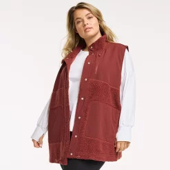 Plus Size FLX Boucle Mixed-Media Vest -Hot Sale Adult Shop 5018117 Chic Burgundy