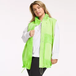 Plus Size FLX Boucle Mixed-Media Vest -Hot Sale Adult Shop 5018117 Lime Green