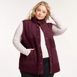 Plus Size FLX Boucle Mixed-Media Vest -Hot Sale Adult Shop 5018117 Plum Pie