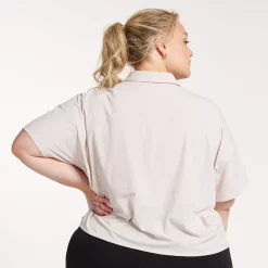 Plus Size FLX Collared Woven Crop Shirt -Hot Sale Adult Shop 5019232 ALT