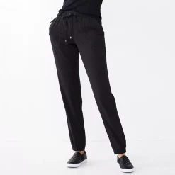 Women's Nine West Elastic-Cuff Relaxed Jogger Pants -Hot Sale Adult Shop 5028329 Black Lurex Stripe