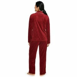 Women's Sonoma Goods For Life® Velour Long Sleeve Pajama Shirt & Pajama Pants Sleep Set -Hot Sale Adult Shop 5033010 ALT