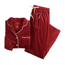 Women's Sonoma Goods For Life® Velour Long Sleeve Pajama Shirt & Pajama Pants Sleep Set -Hot Sale Adult Shop 5033010 ALT5