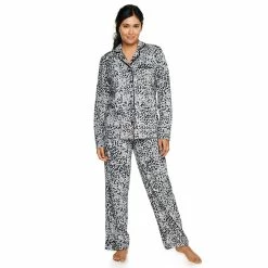Women's Sonoma Goods For Life® Velour Long Sleeve Pajama Shirt & Pajama Pants Sleep Set -Hot Sale Adult Shop 5033010 Cheetah