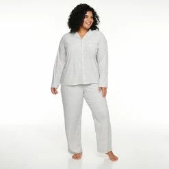 Plus Size Sonoma Goods For Life® Velour Pajama Shirt & Pajama Pants Set -Hot Sale Adult Shop 5033014 Silver Heather