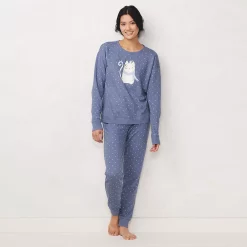 Women's LC Lauren Conrad Cozy Long Sleeve Pajama Top & Pajama Pants Set