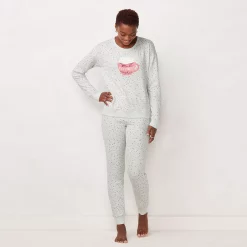 Women's LC Lauren Conrad Cozy Long Sleeve Pajama Top & Pajama Pants Set -Hot Sale Adult Shop 5034248 Charcoal Mug