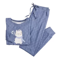 Petite LC Lauren Conrad Cozy Long Sleeve Pajama Top & Banded Bottom Pajama Pants Set -Hot Sale Adult Shop 5034450 ALT5