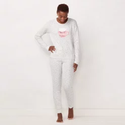 Petite LC Lauren Conrad Cozy Long Sleeve Pajama Top & Banded Bottom Pajama Pants Set -Hot Sale Adult Shop 5034450 Charcoal Mug